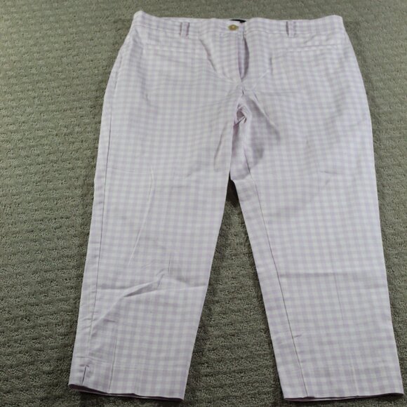 NWOT Ann Taylor Women's Size 12 Lavender High Rise Straight Leg Check Pants - Picture 1 of 7